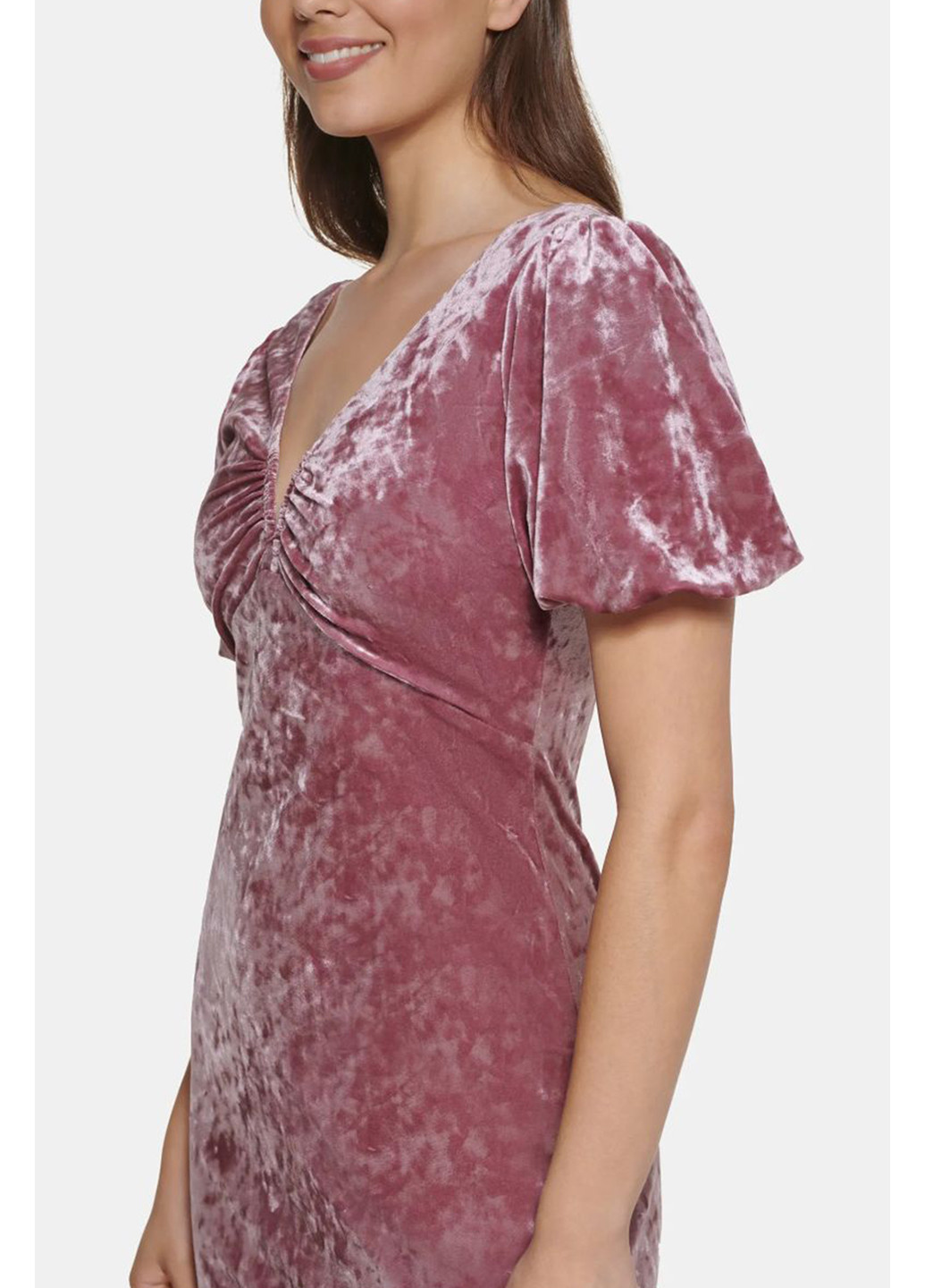 Розовое коктейльное платье Guess однотонное