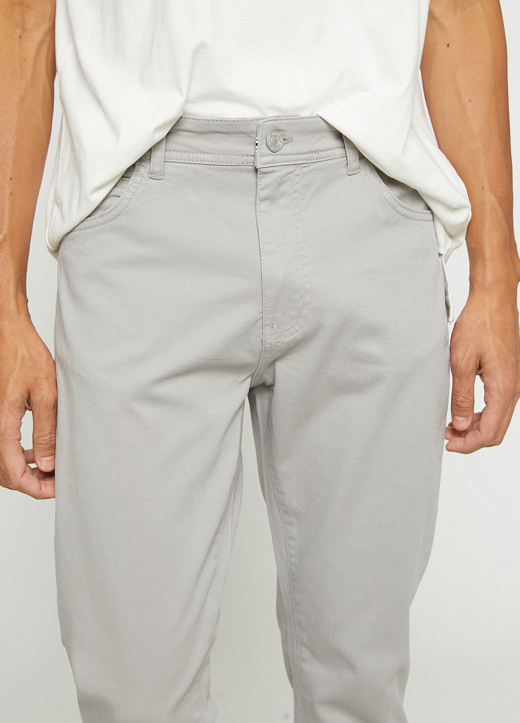 Светло-серые кэжуал летние прямые брюки KOTON