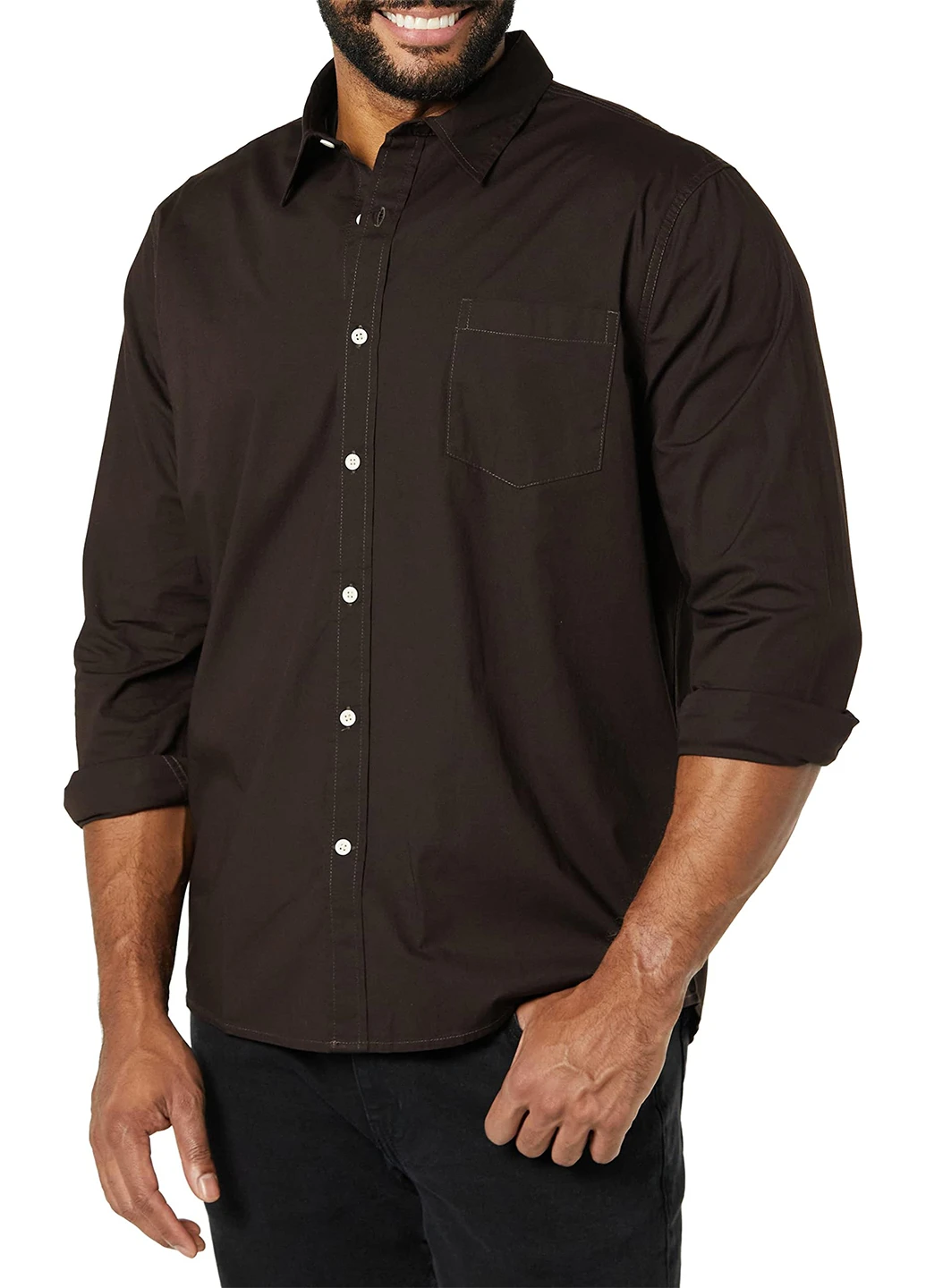 Темно-коричневая кэжуал рубашка однотонная Goodthreads