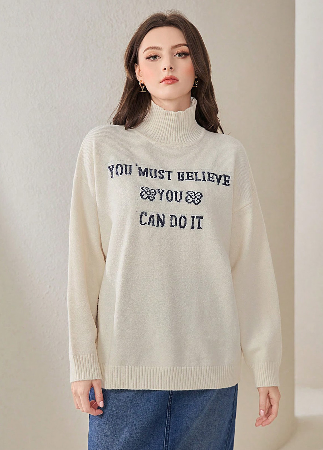 Айворі демісезонний светр SHEIN