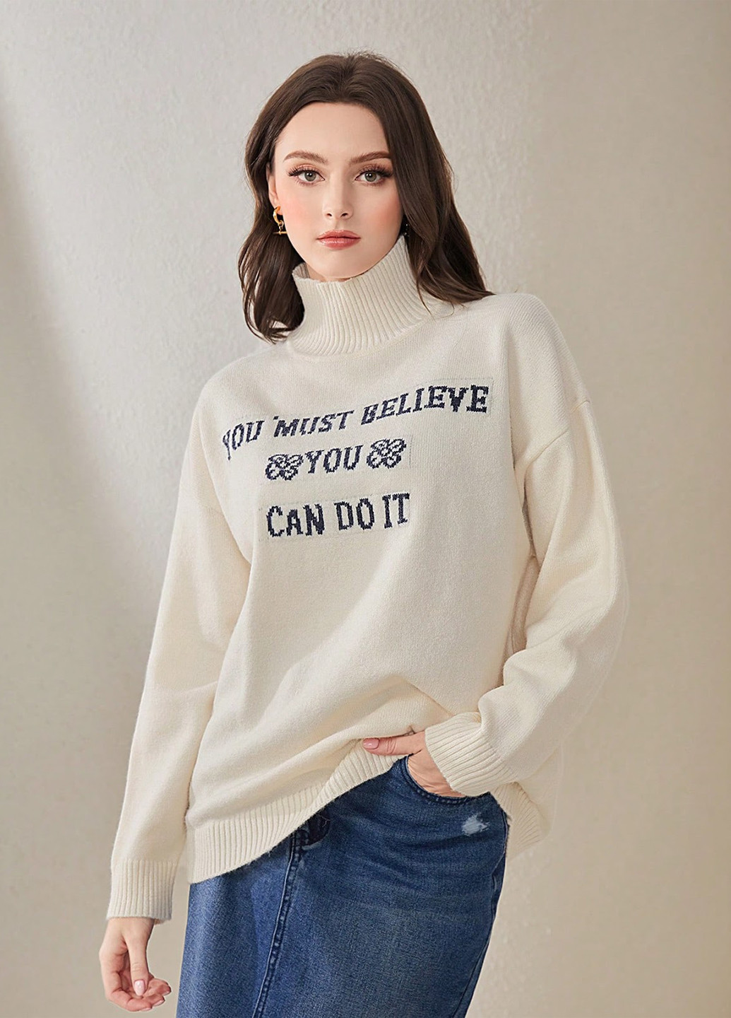 Айворі демісезонний светр SHEIN