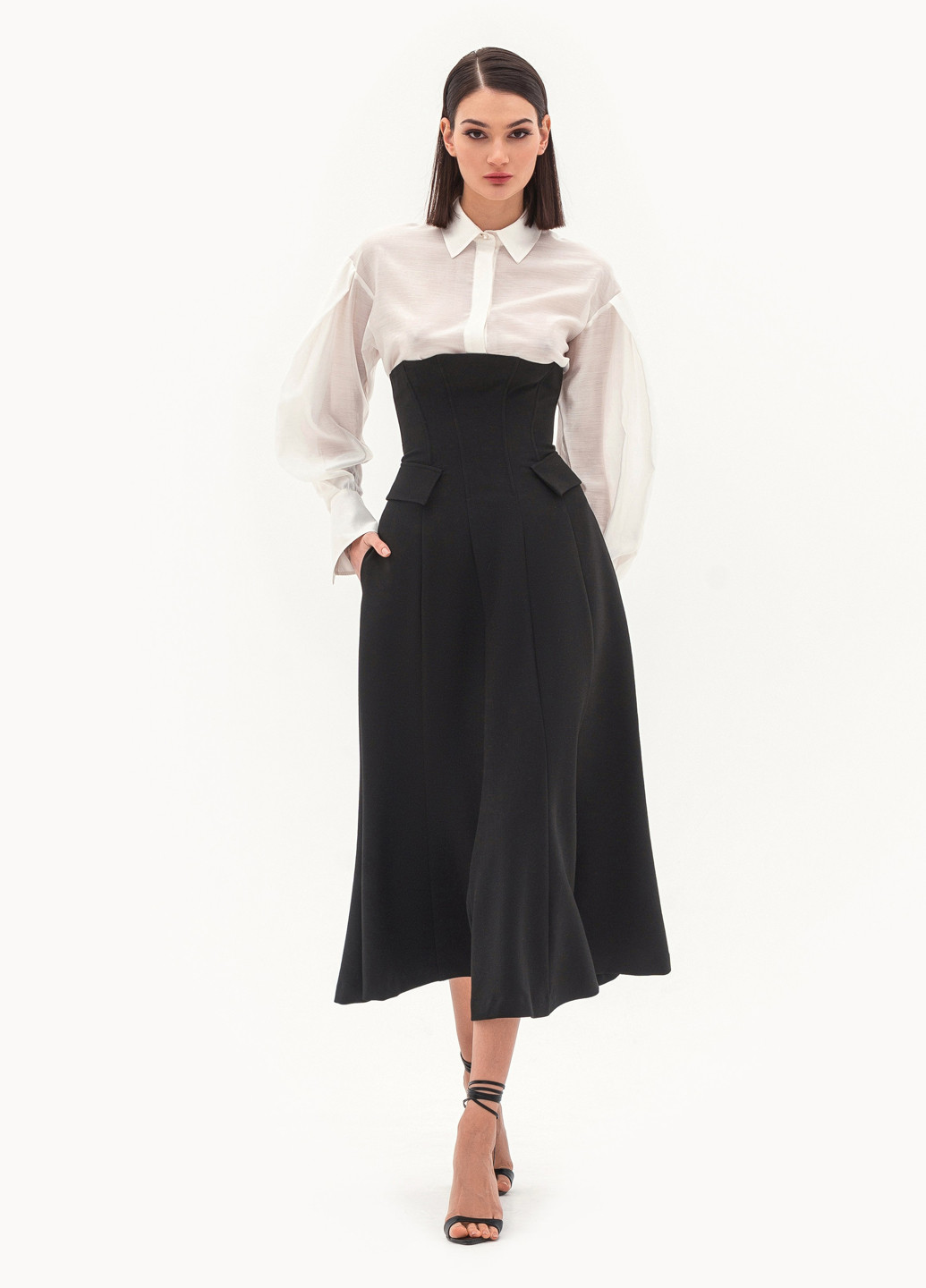 Черная офисная однотонная юбка BGL