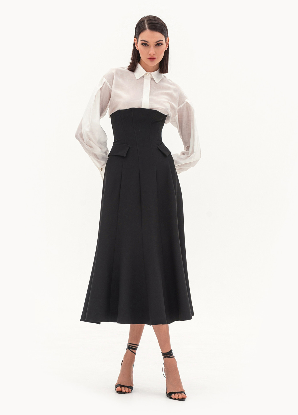 Черная офисная однотонная юбка BGL