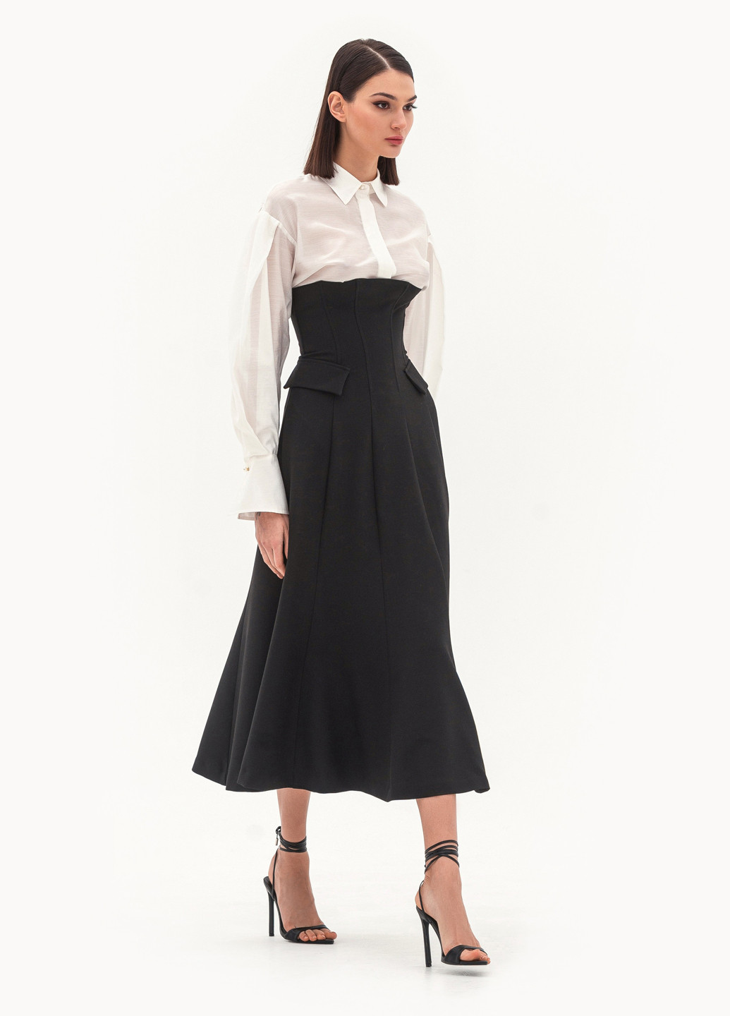 Черная офисная однотонная юбка BGL