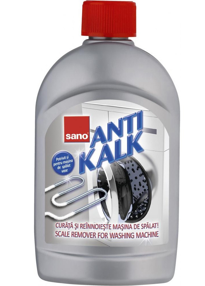 Засіб для видалення вапняного нальоту у пральних машинах anti kalk for washing machines, 500 мл Sano 7290010935260 (256106203)