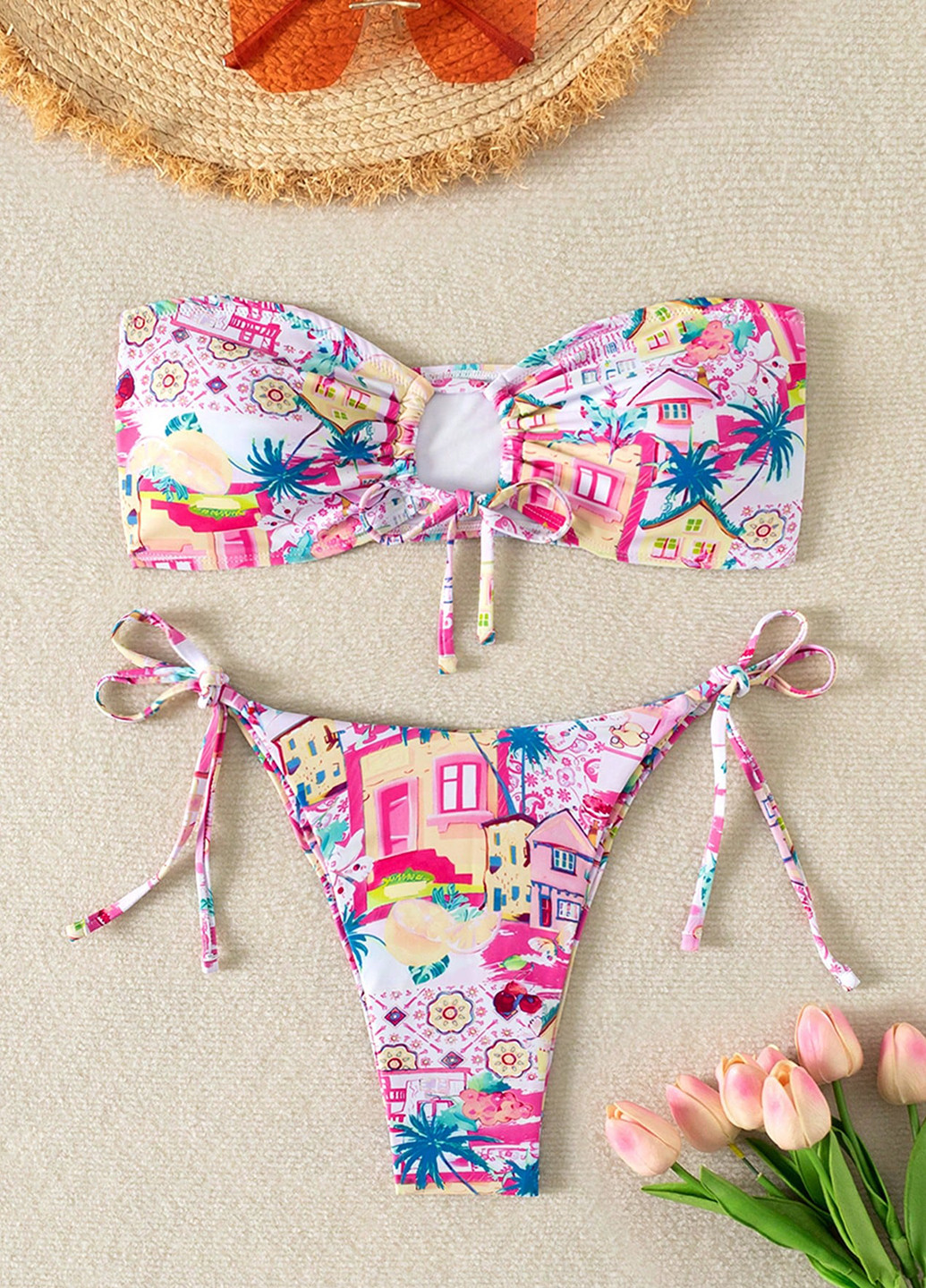 Рожевий літній купальник (ліф, трусики) роздільний SHEIN