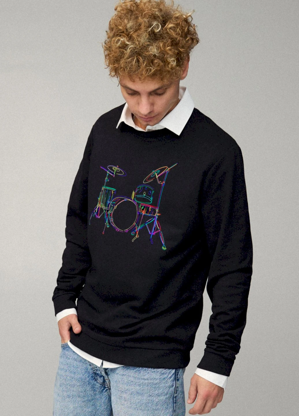Чорний свитшот мужской oversize /no flis/ YAPPI малюнок (254557668)