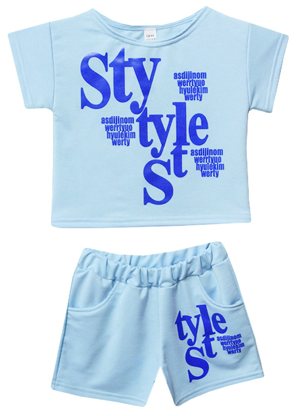 Блакитний літній комплект (футболка, шорти) Клим