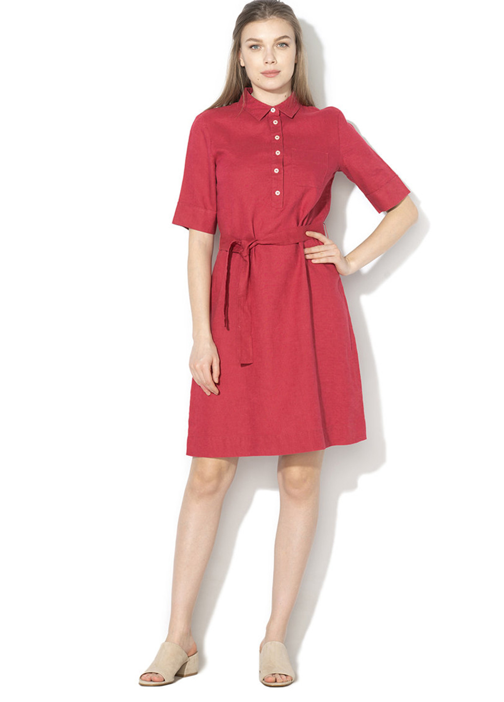 Красное кэжуал платье короткое United Colors of Benetton однотонное