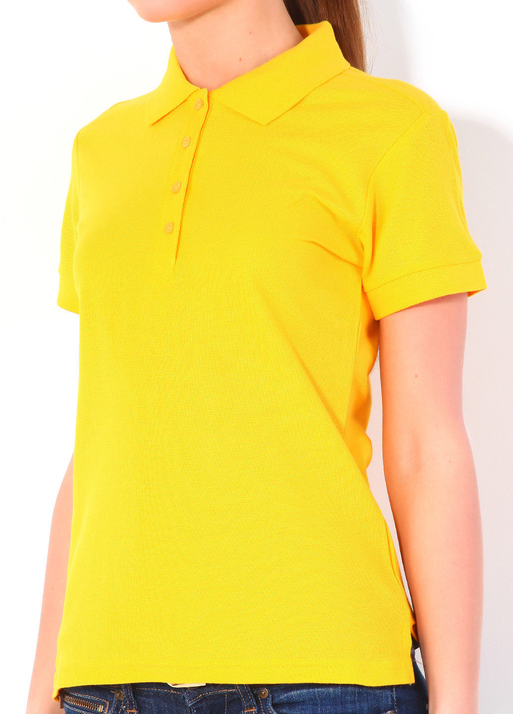 Желтая женская футболка-поло Sol's однотонная