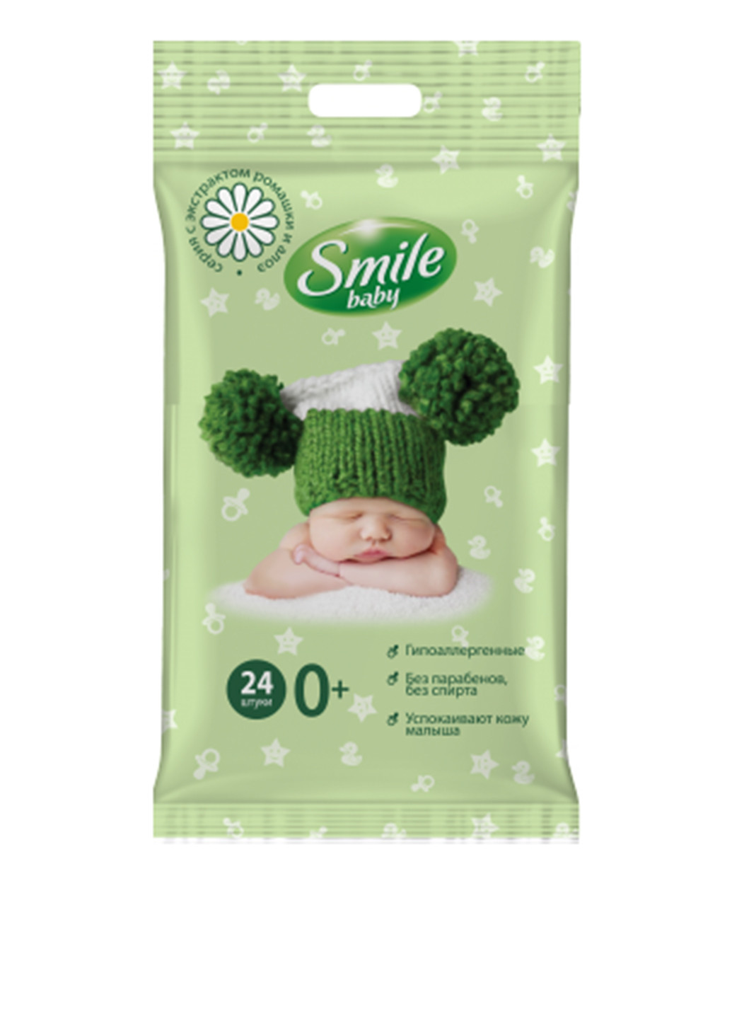 Влажные салфетки Baby с экстрактом ромашки и алоэ (24 шт.) Smile (132308403)
