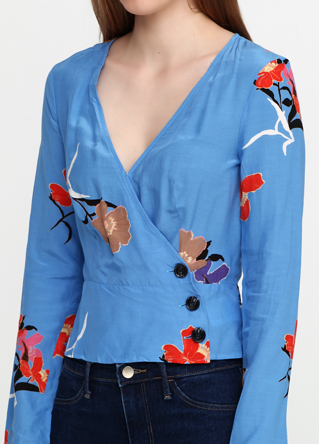 Синяя летняя блуза с длинным рукавом H&M
