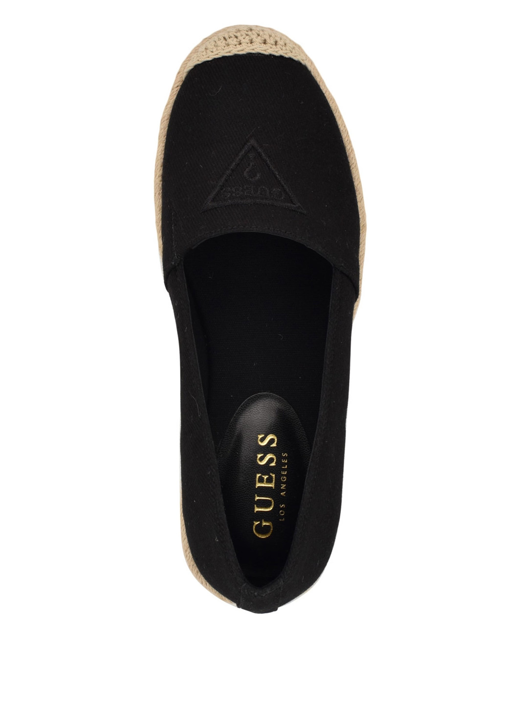 Чёрные эспадрильи Guess однотонный вышивка, джут, логотип (370798018)