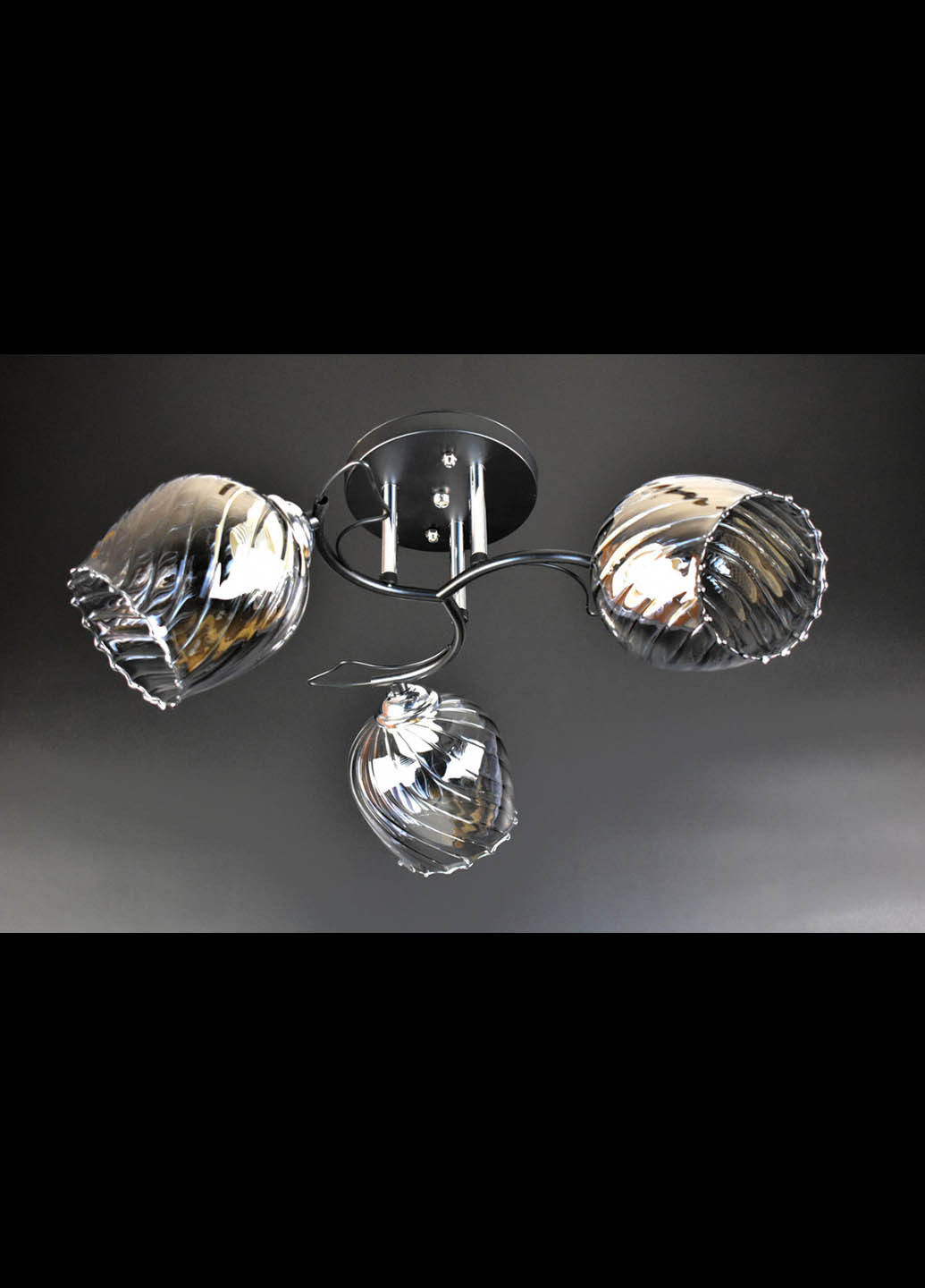 Люстра потолочная на 3 лампочки 7367C/3-bk Черный 23х50х50 см. Handmade (234539894)