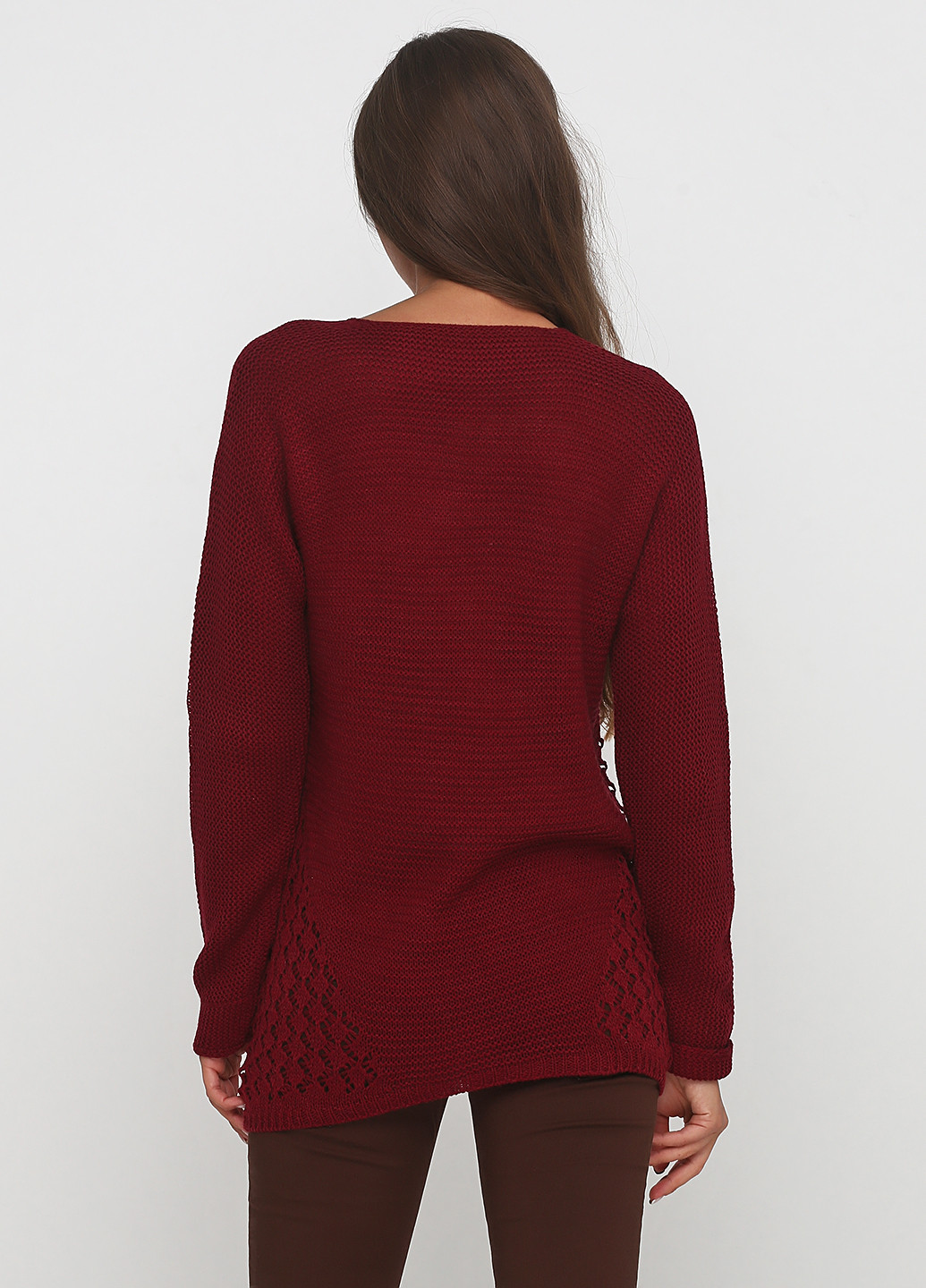 Бордовый демисезонный пуловер пуловер Divinka