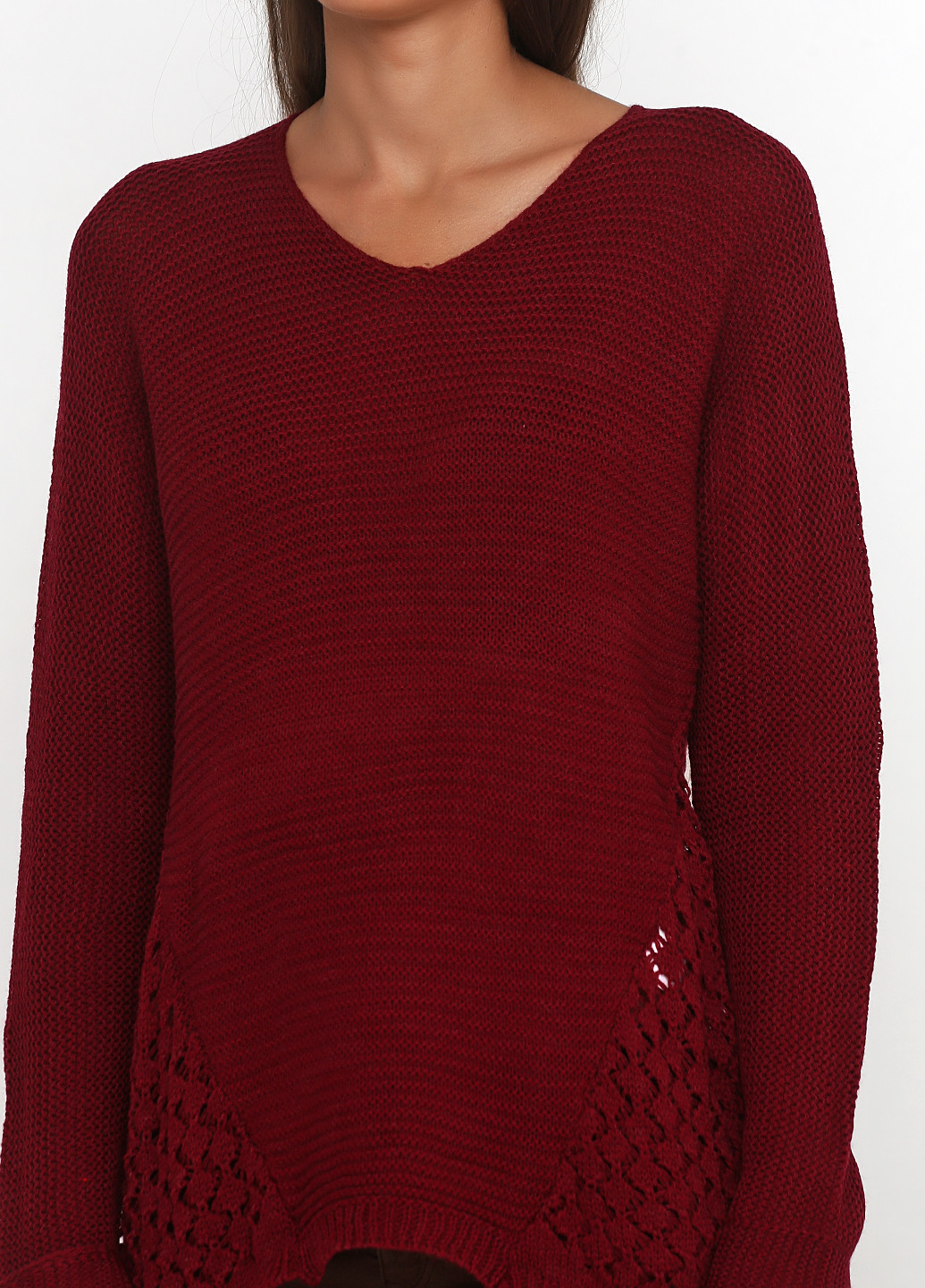 Бордовый демисезонный пуловер пуловер Divinka