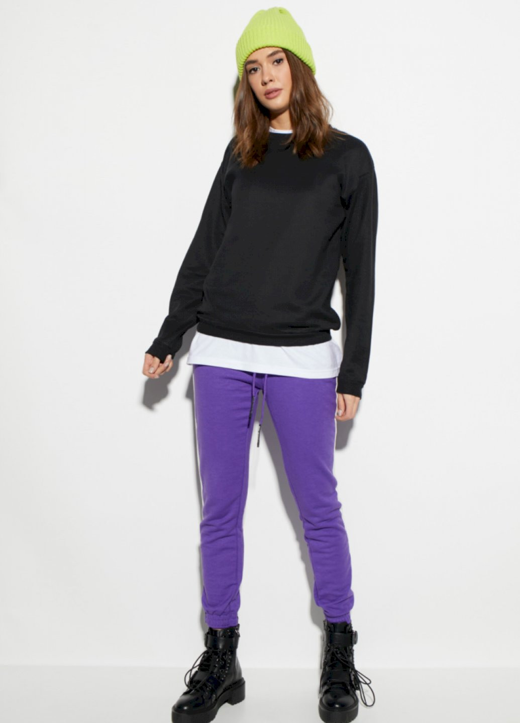 Чорний світшот жіночий /no flis/ YAPPI малюнок (251467832)