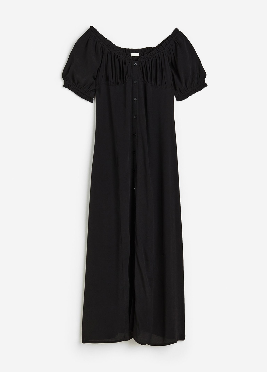 Черное кэжуал платье в стиле ампир, с открытыми плечами H&M однотонное