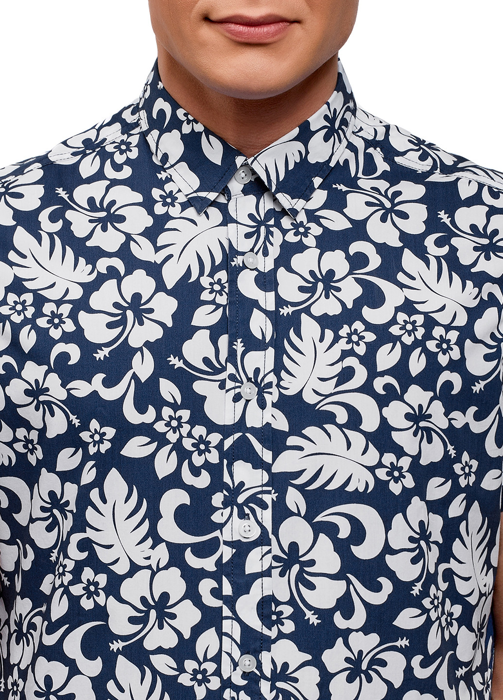 Темно-синяя кэжуал рубашка с цветами Oodji