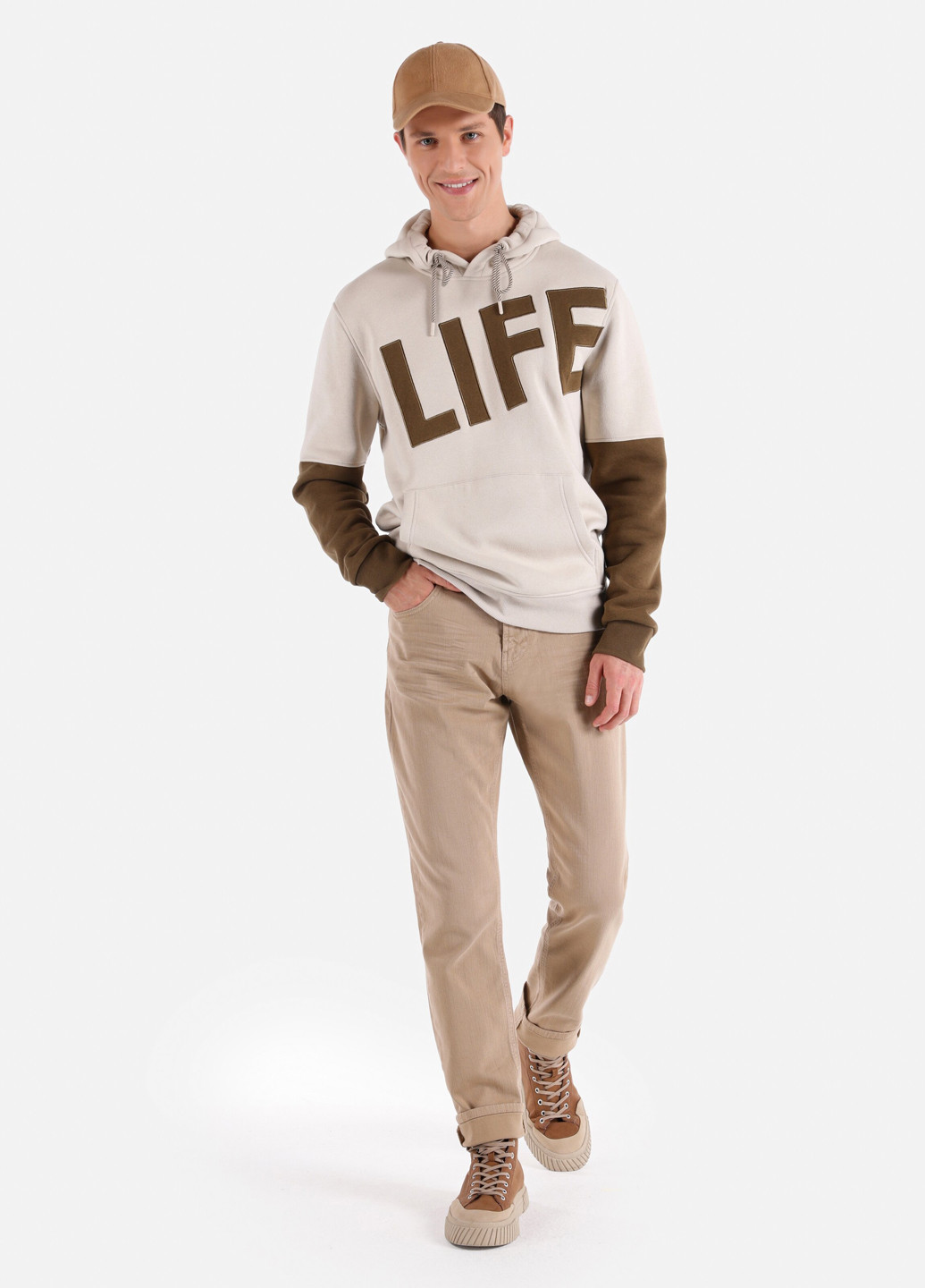 Бежевые кэжуал демисезонные прямые брюки Colin's