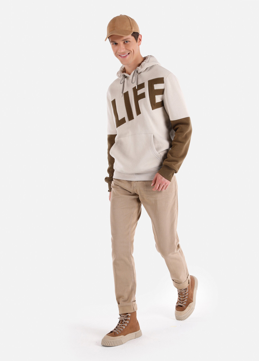 Бежевые кэжуал демисезонные прямые брюки Colin's