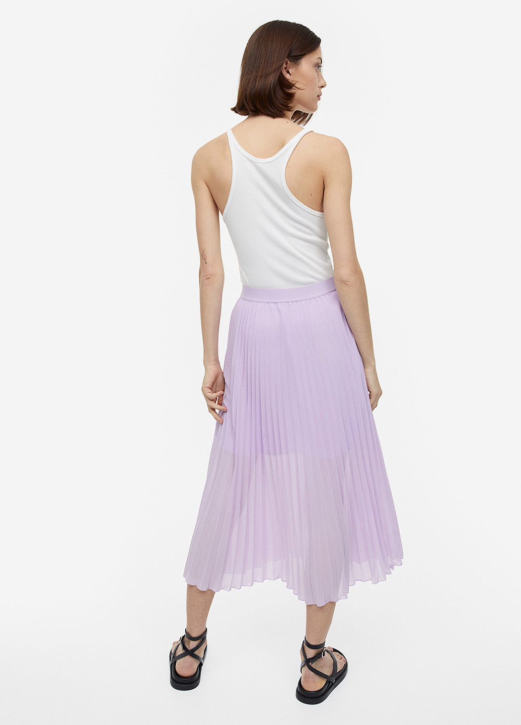 Светло-фиолетовая кэжуал однотонная юбка H&M плиссе