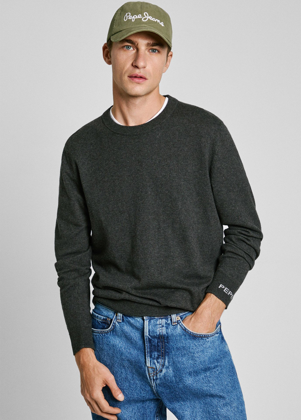 Серый джемпер Pepe Jeans меланж без декора (315063266)