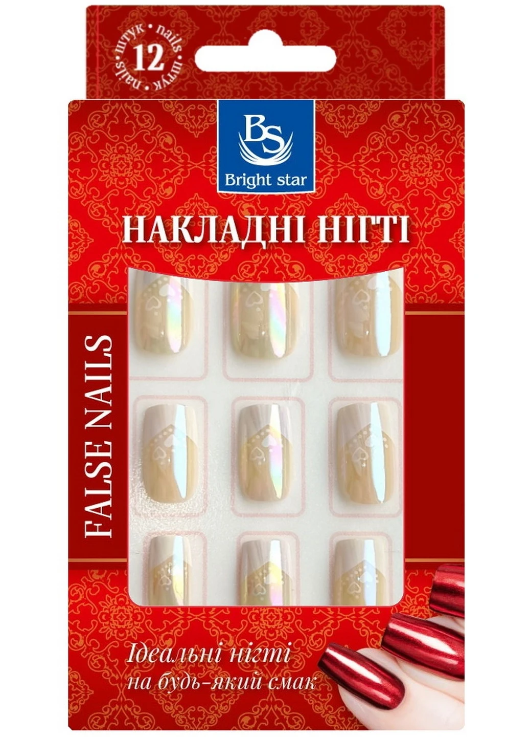 Ногти накладные с рисунком в упаковке 12 шт Bright Star (252690756)