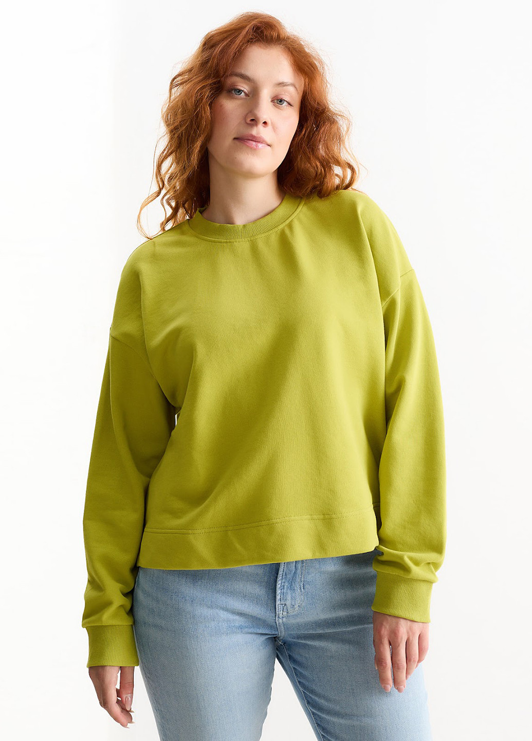 Салатовый світшот C&A однотонный без декора (323037175)