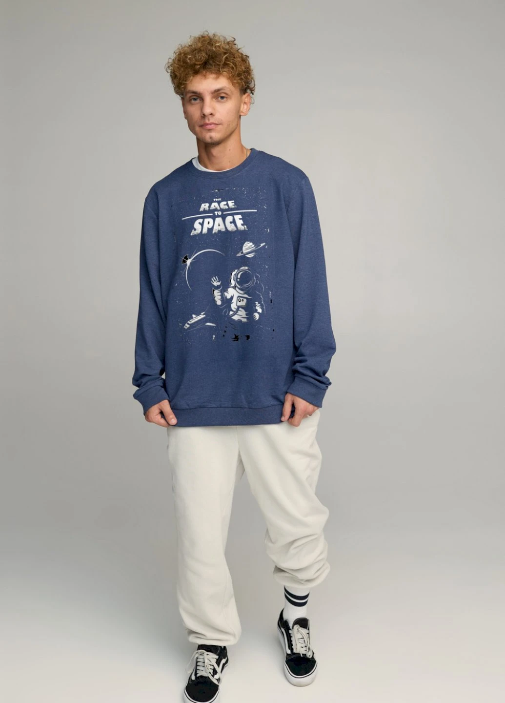 Синій світшот чоловічий oversize /no flis/ YAPPI (252386721)
