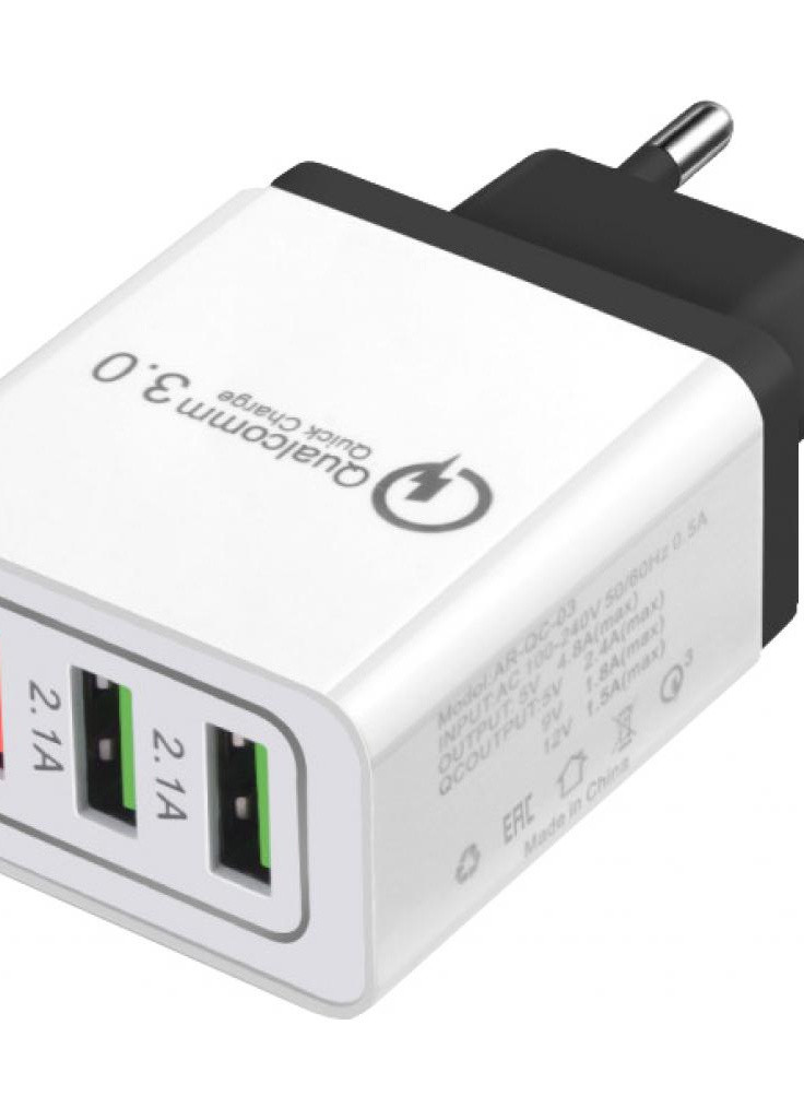 Зарядний пристрій QC-300 3 USB Qualcom 3.0 4.8A Black (QC-300-BK) XoKo (216637444)