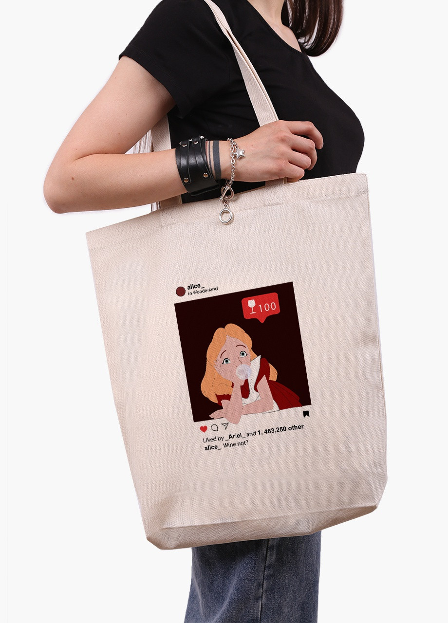 Эко сумка шоппер белая Алиса с жвачкой Дисней (Alice in Wonderland Disney) (9227-1433-WTD) Еко сумка шоппер біла 41*39*8 см MobiPrint (215943920)