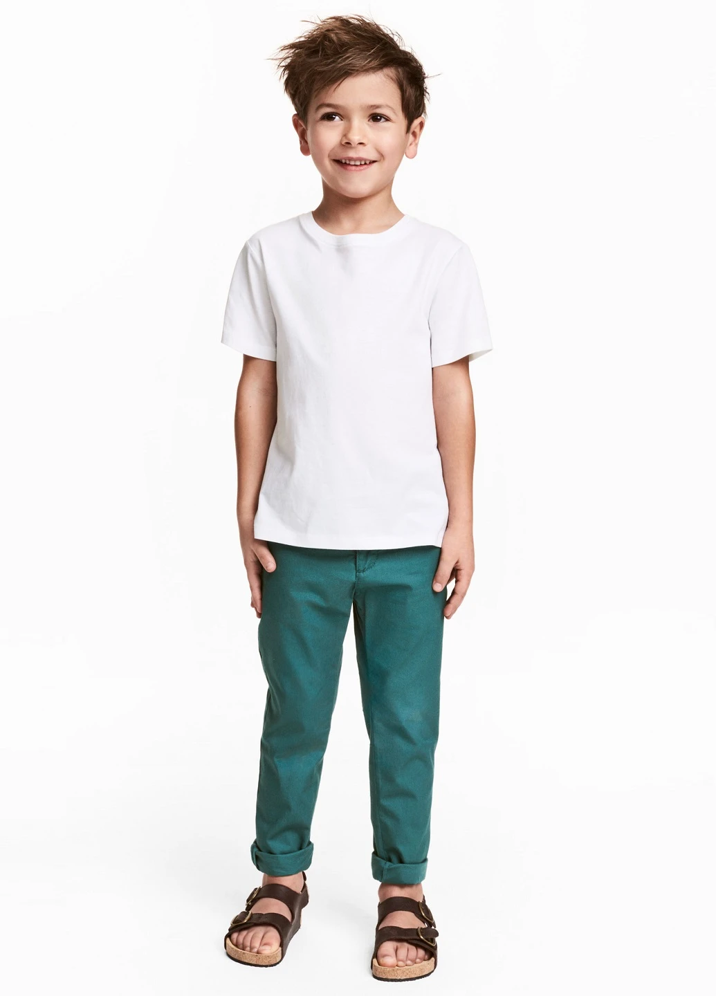 Темно-бирюзовые кэжуал демисезонные брюки чиносы H&M