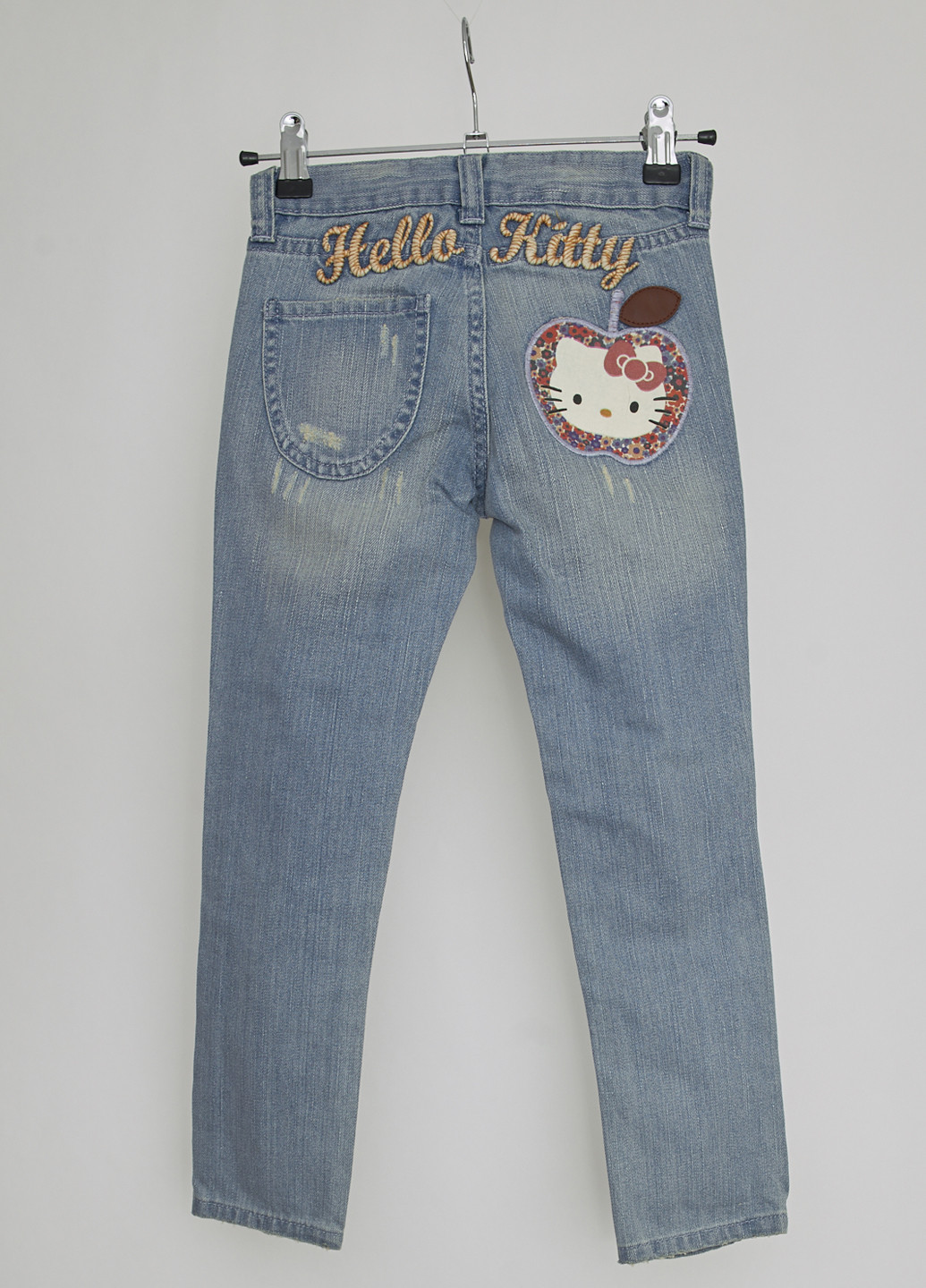 Голубые демисезонные прямые джинсы Hello Kitty