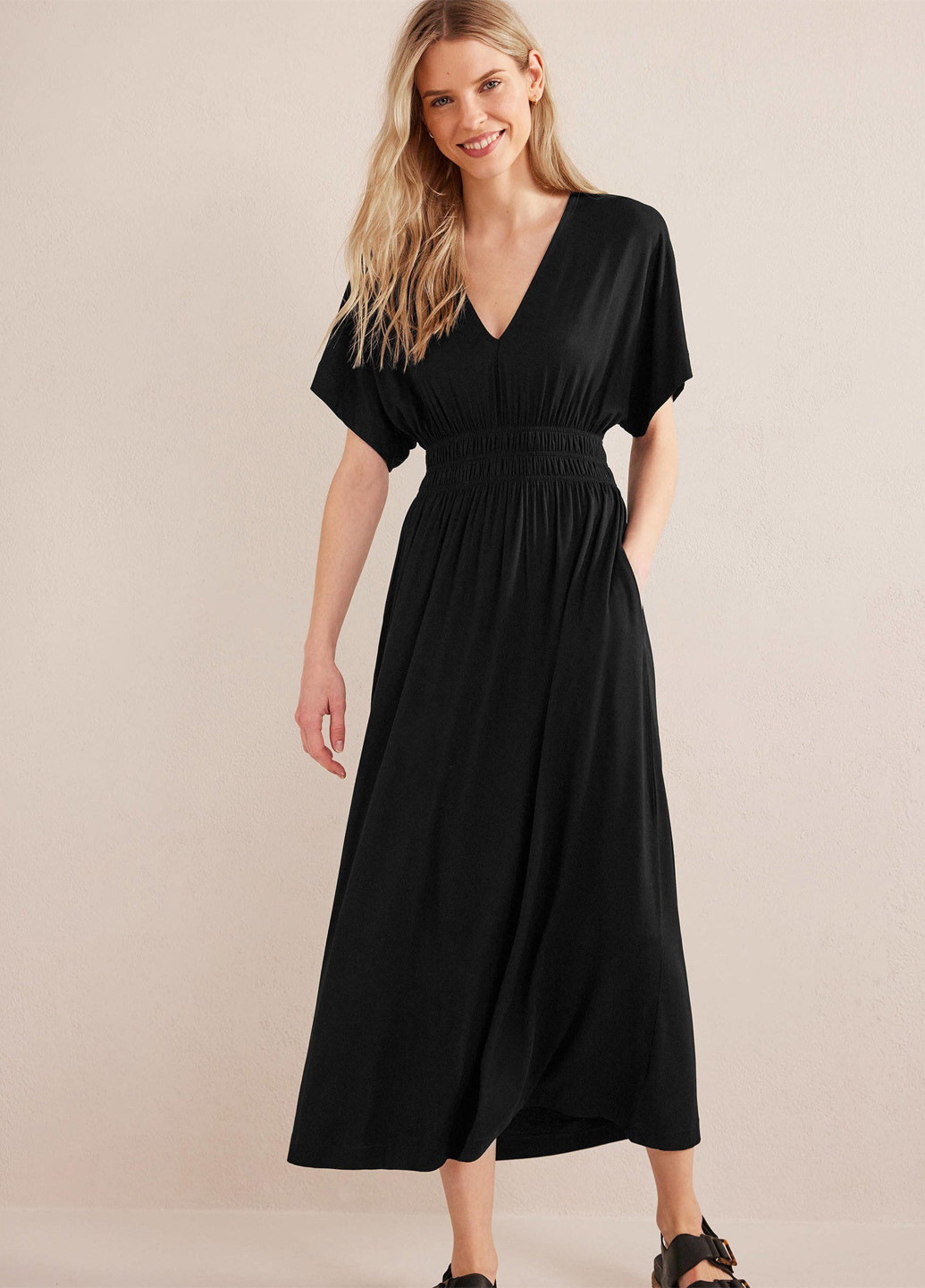 Черное кэжуал платье в стиле ампир Boden однотонное