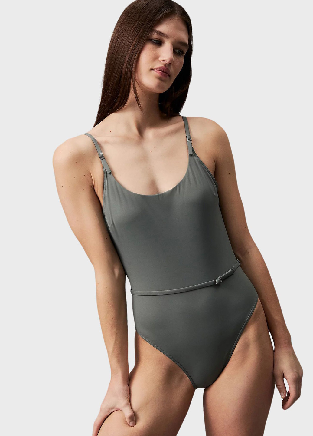 Сірий літній купальник суцільний Calvin Klein