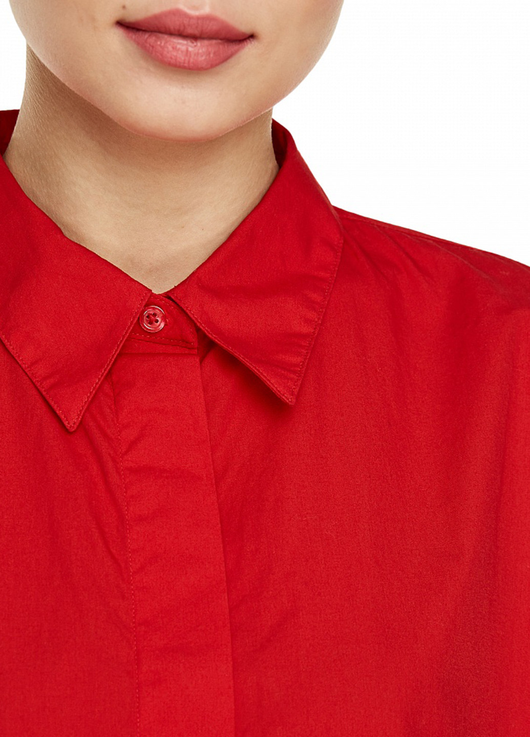 Красная кэжуал рубашка однотонная United Colors of Benetton с длинным рукавом