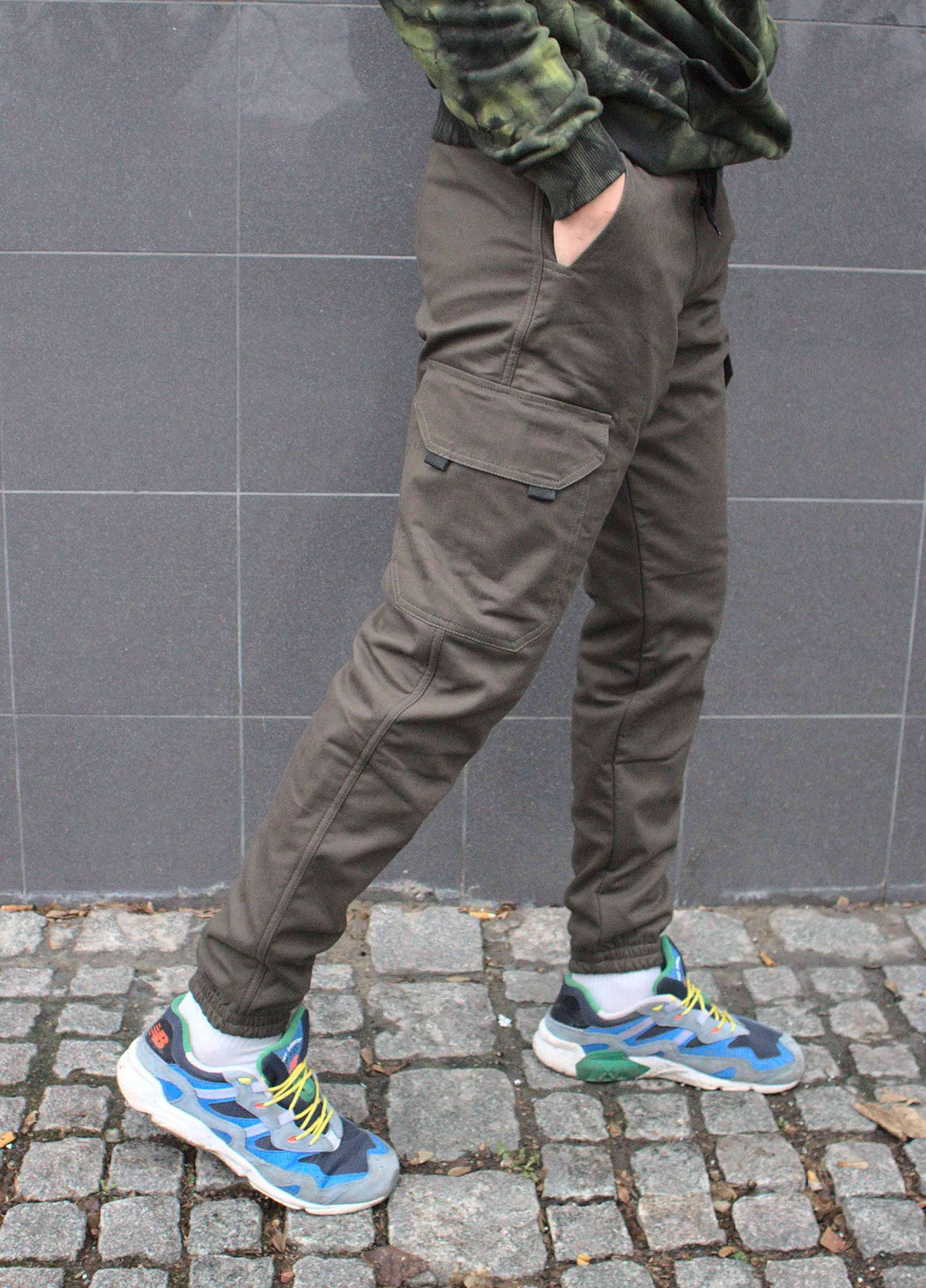 Оливковые кэжуал зимние карго брюки Custom Wear