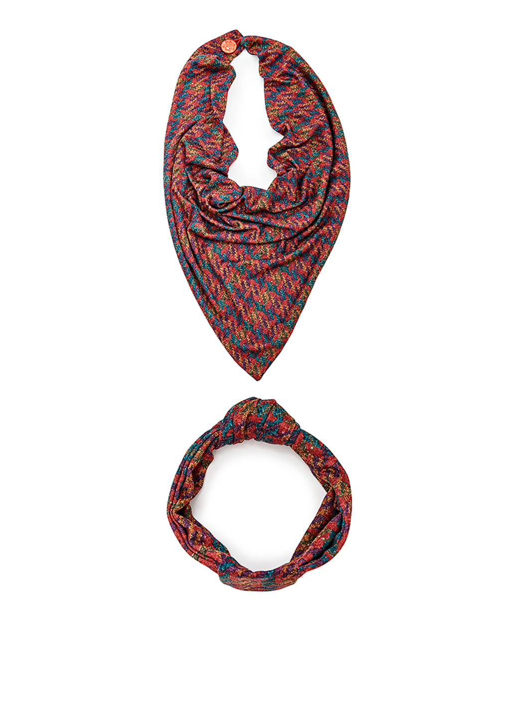 Вишневий демісезонний комплект (пов'язка, шарф-сніг) My Scarf