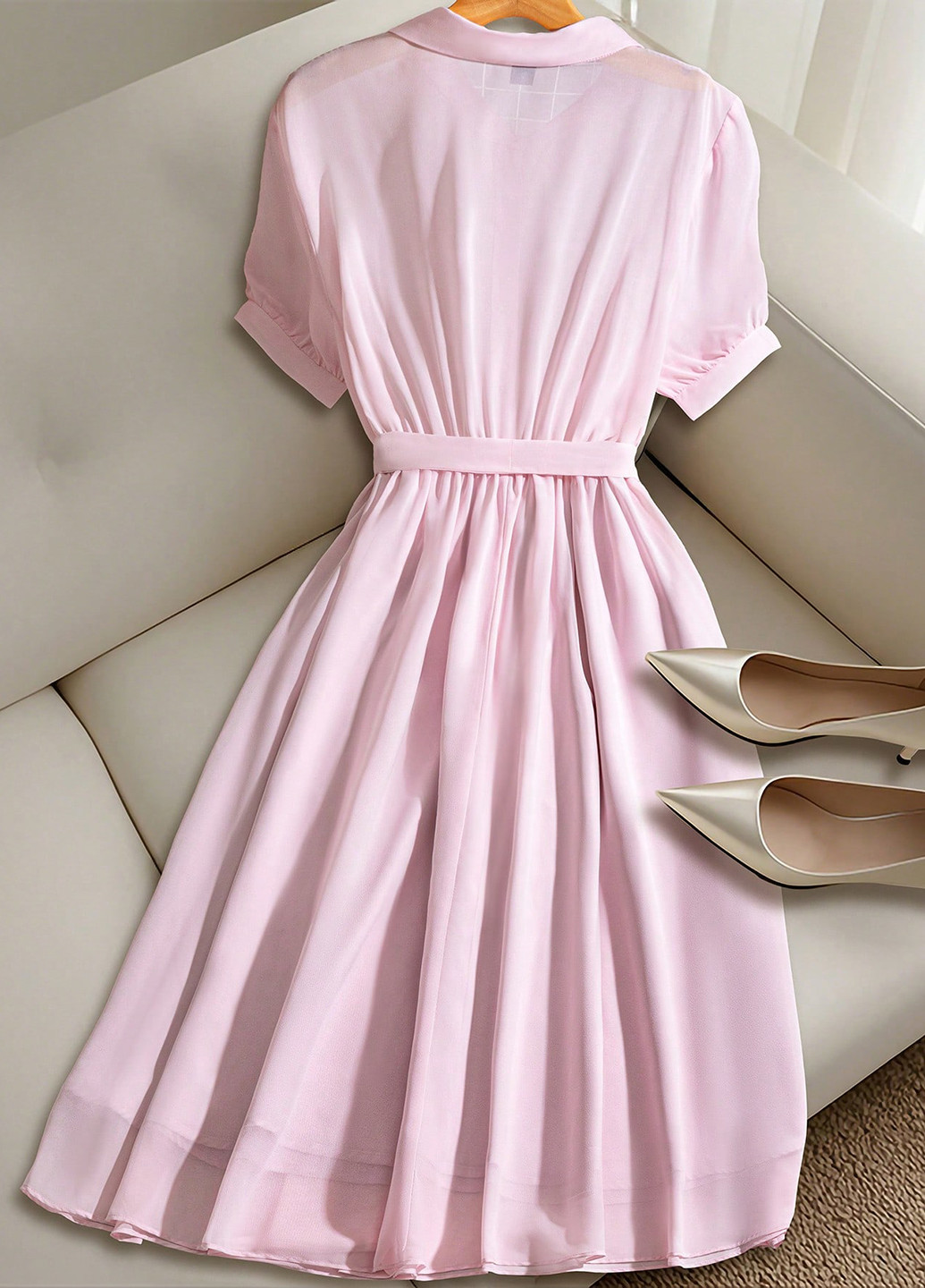 Розовое кэжуал платье рубашка SHEIN однотонное