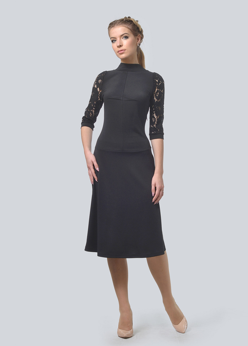 Черное кэжуал платье колокол Lila Kass однотонное