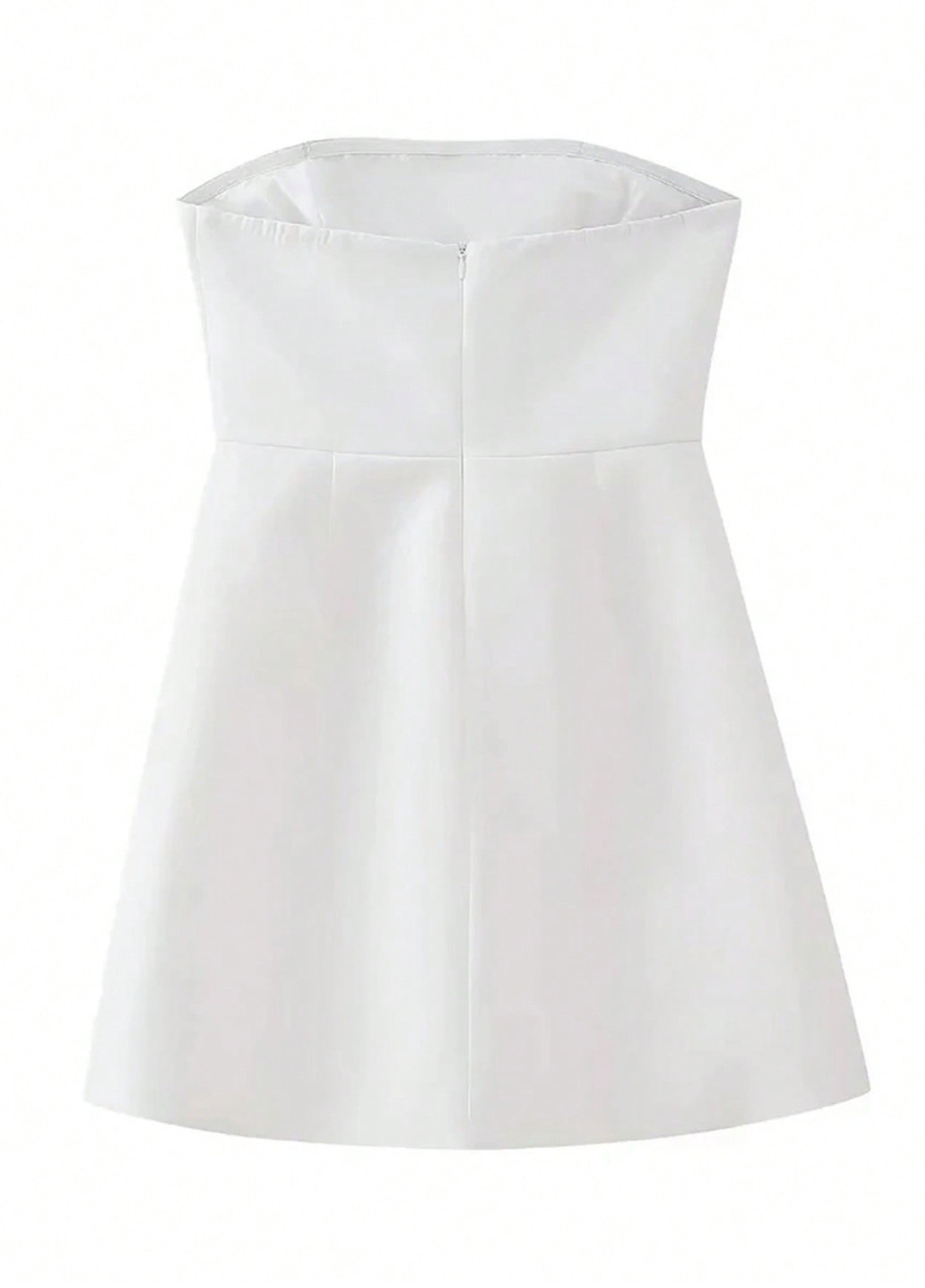 Белое коктейльное, вечернее, кэжуал платье колокол, бандо, с открытыми плечами, с открытой спиной SHEIN однотонное