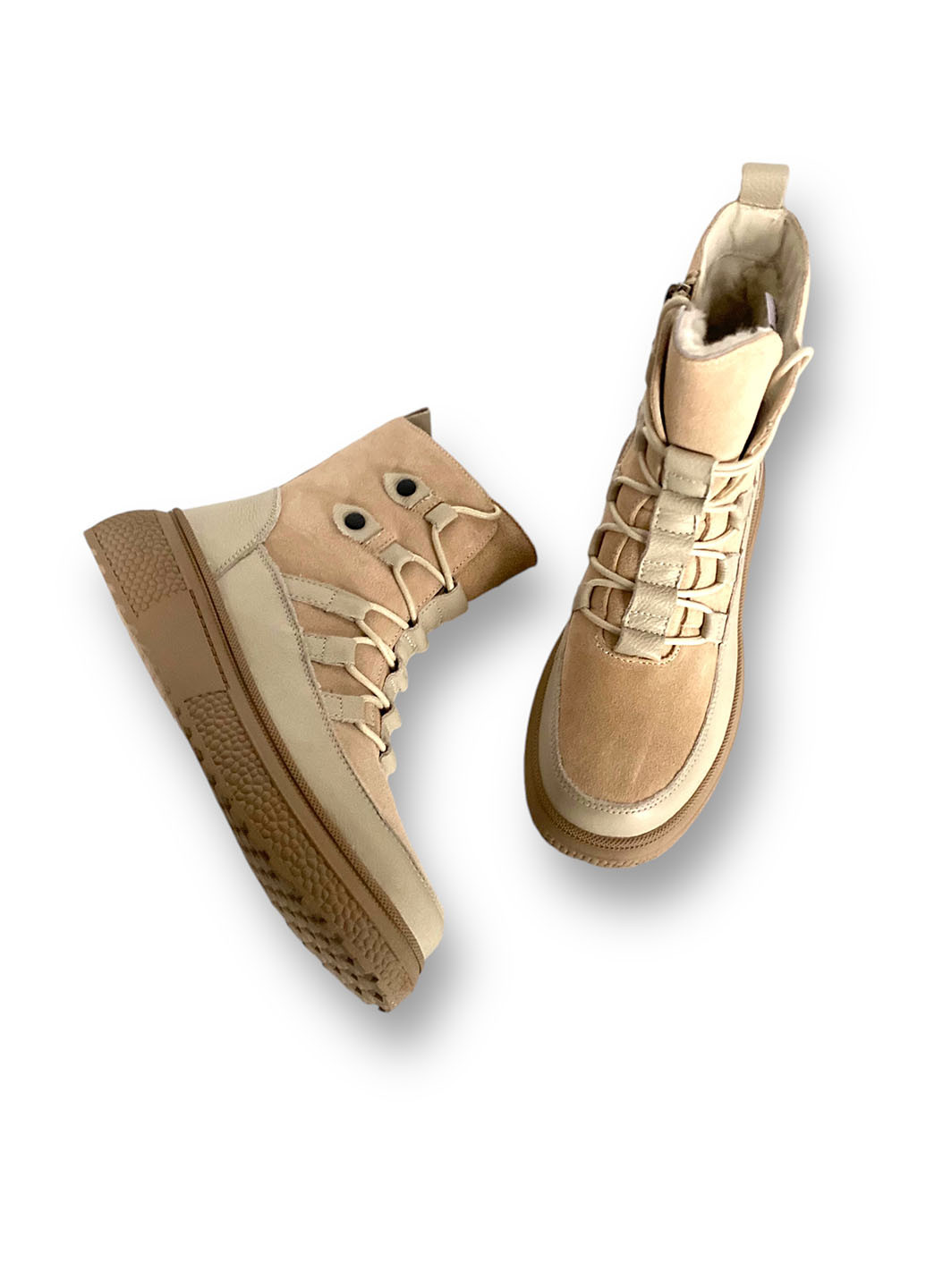 Зимние ботинки Meego плетение из натуральной замши