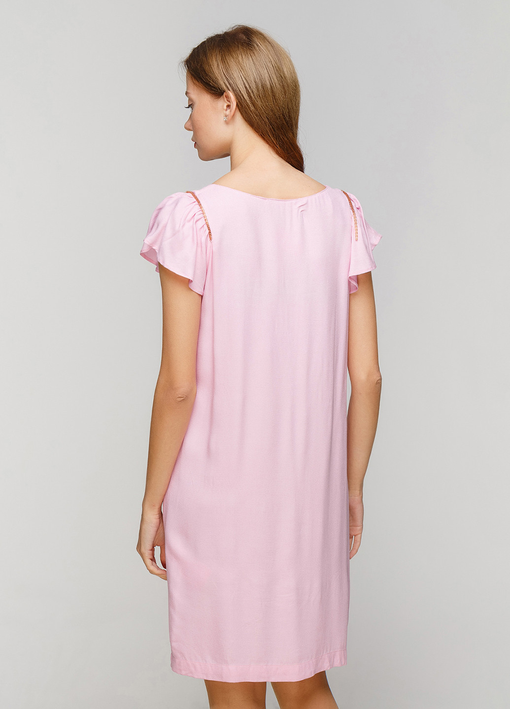 Светло-розовое кэжуал платье платье-футболка Zara однотонное