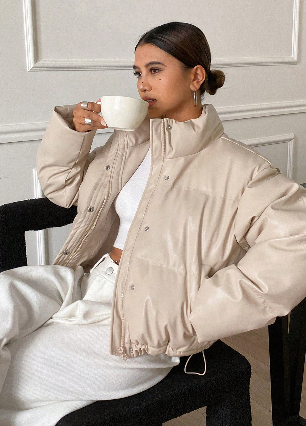 Светло-бежевая зимняя куртка SHEIN