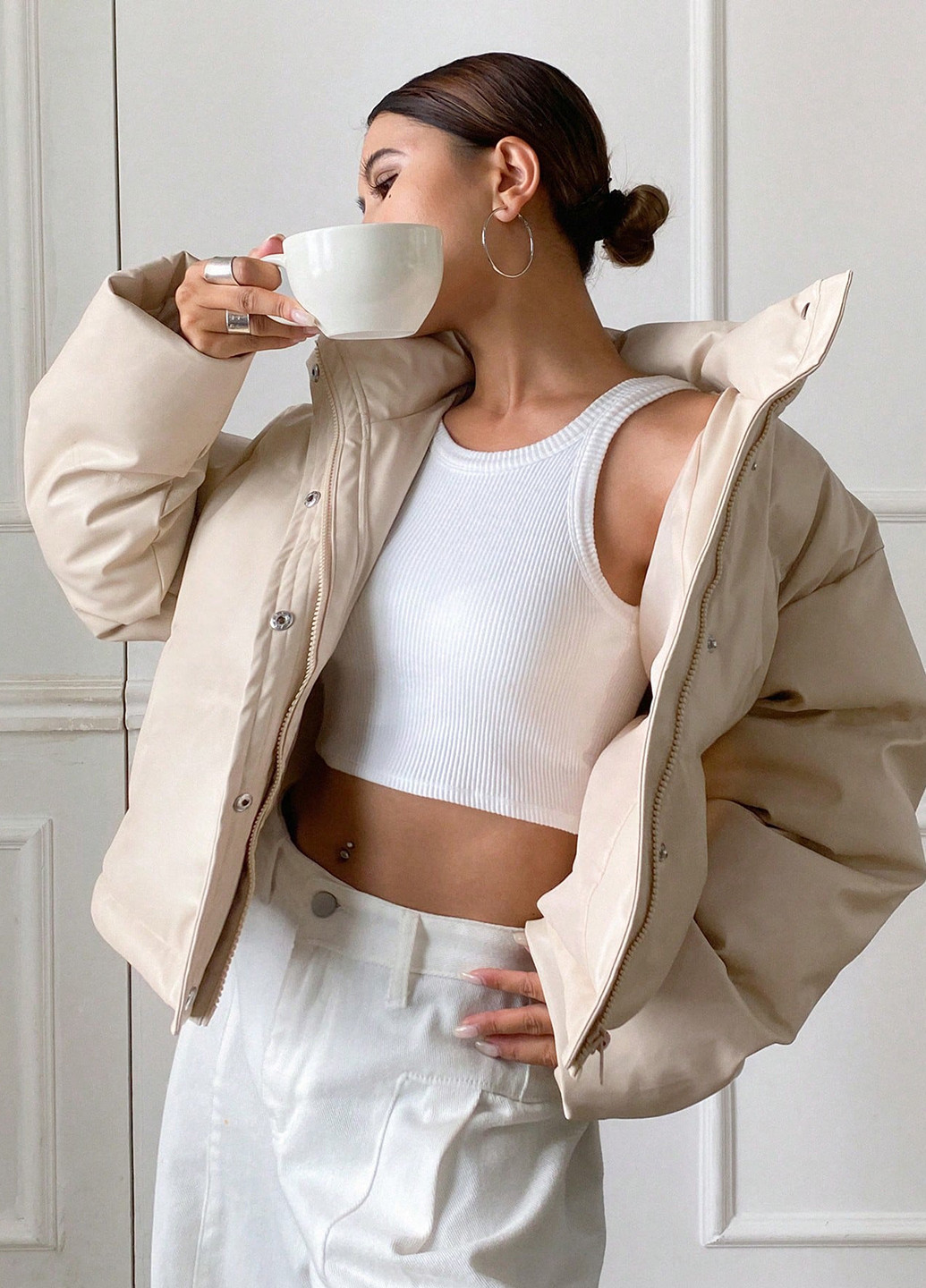 Светло-бежевая зимняя куртка SHEIN