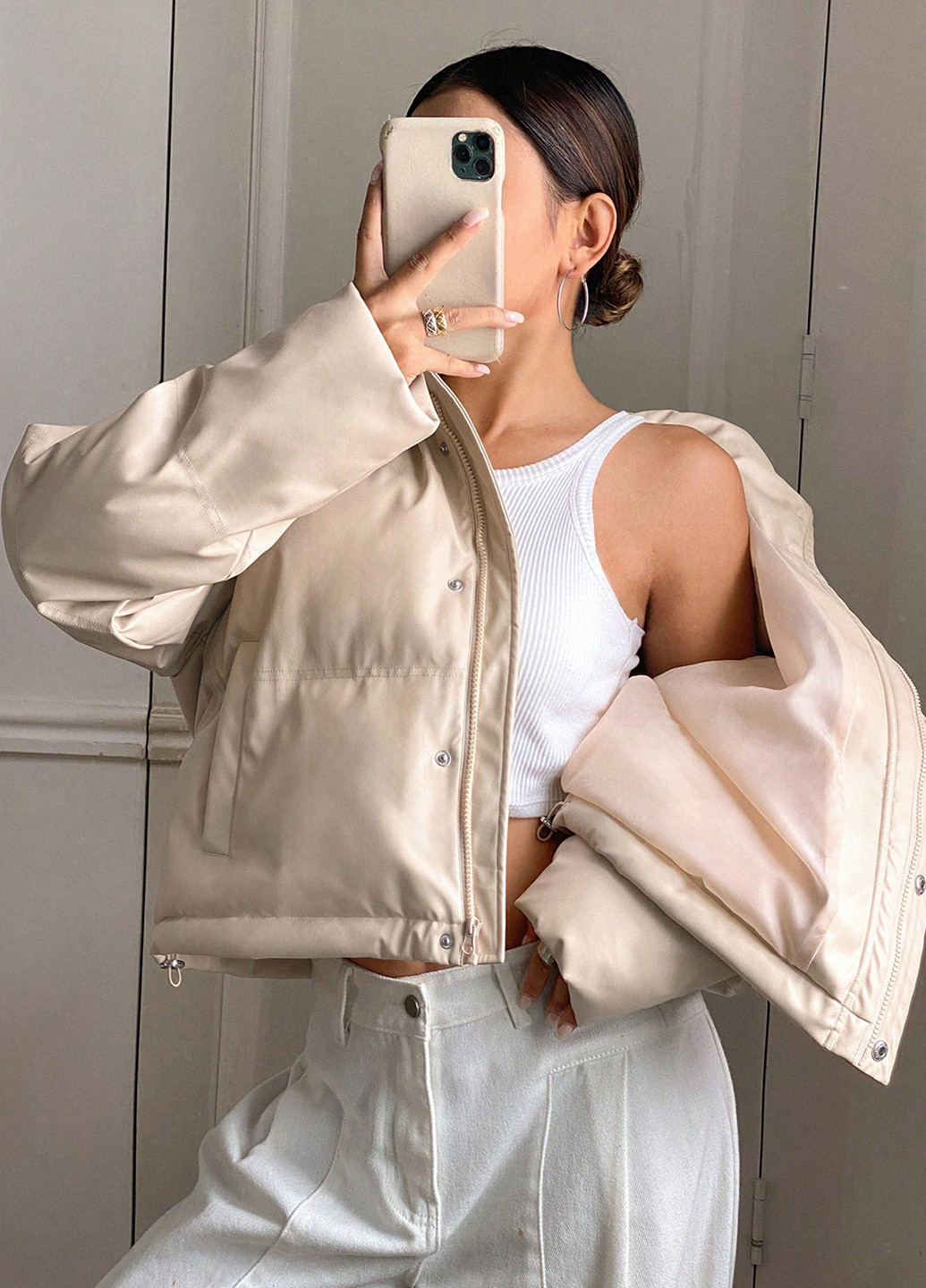 Светло-бежевая зимняя куртка SHEIN