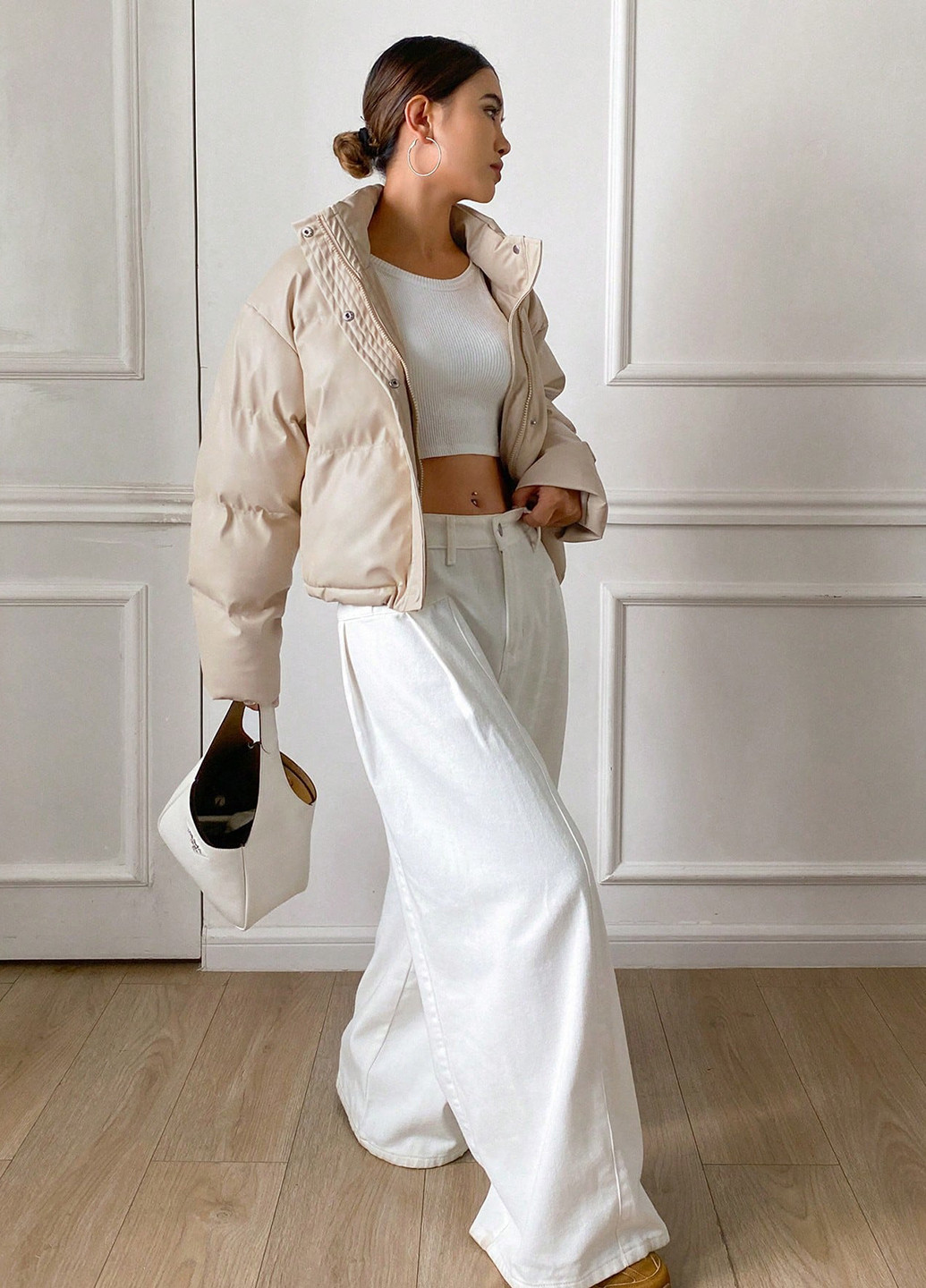 Светло-бежевая зимняя куртка SHEIN