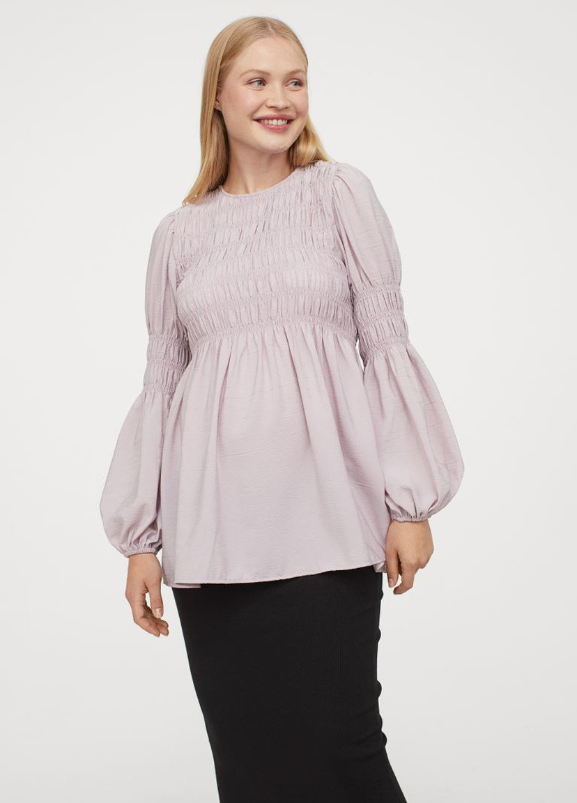 Сиреневая летняя мама блузка со сборкой H&M