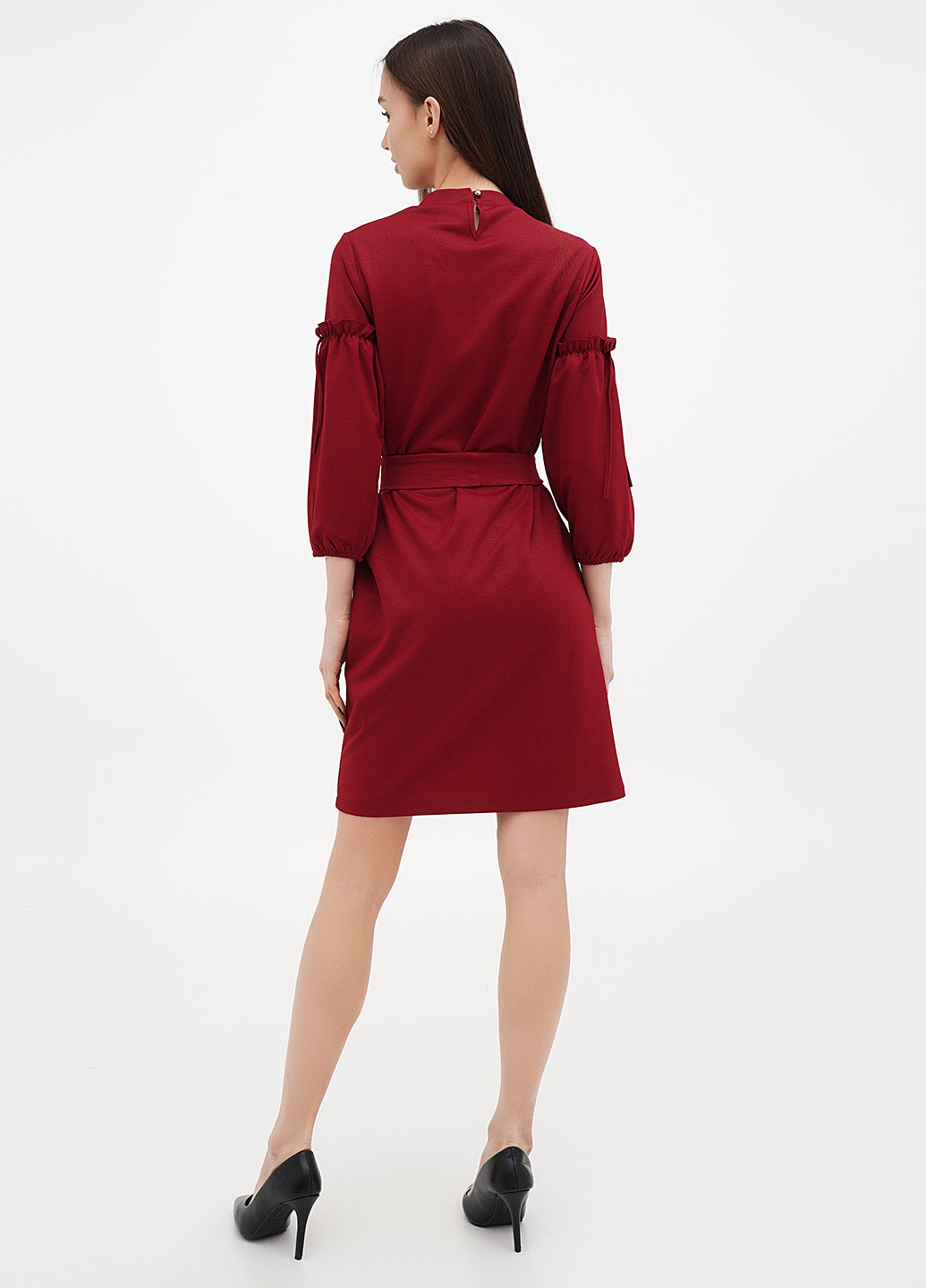 Бордовое кэжуал платье Sassofono однотонное